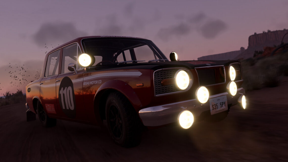 Capture de BeamNG.drive sur PS5, voiture ancienne de nuit