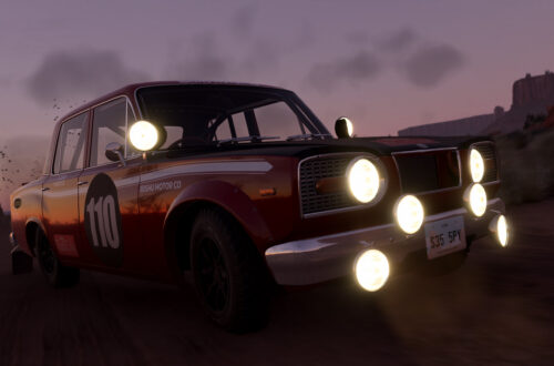 Capture de BeamNG.drive sur PS5, voiture ancienne de nuit